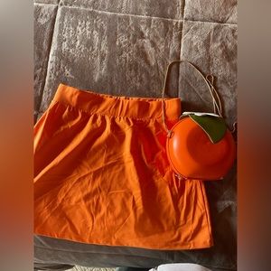 Orange skirt and orange purse